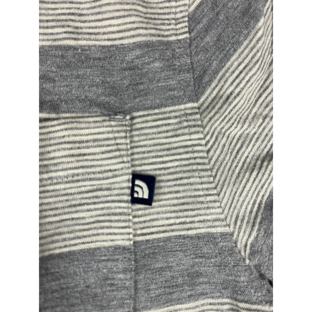 The North Face Mens Striped Short‎ Sleeve Polo Shirt Gray White Size M